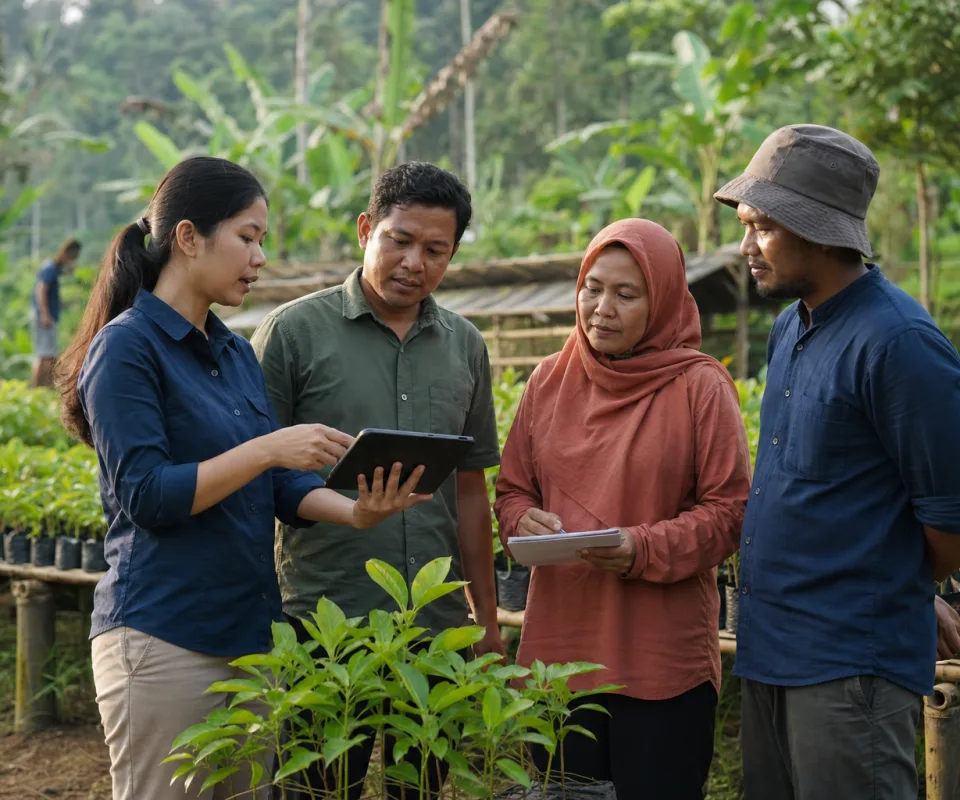 CSR implementation team and community representatives monitoring a seedling program